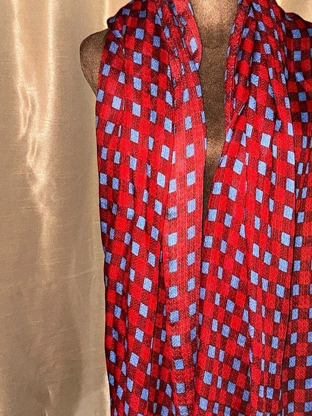 J.Crew Red Blue Gingham Check Scarf